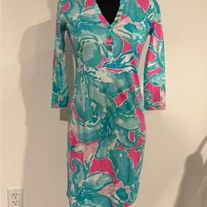 Lilly Pulitzer Cotton Alessia Tropical
Pink Sands Midi Dress Size XXS